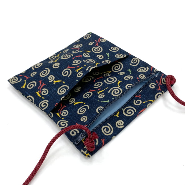 お祭り用ポシェット 渦柄 紺色 - ハッピや和服に – 日本の四季・行事の