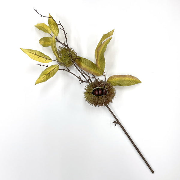 造花 イガ栗（毬栗）の枝