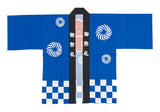 はっぴ 法被 大人用Mサイズ 青色 お祭り用 綿100％ 市松柄