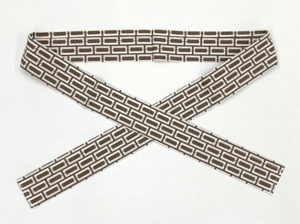 大人用はっぴ帯 レンガ柄 茶色 7.5cmX150cm