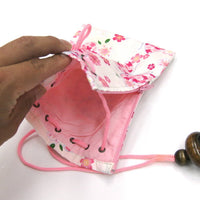 お祭り用巾着袋 花柄ピンク