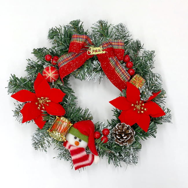 ✩クリスマスリース＆アイアン製リーススタンドのセット☆&スノーマン